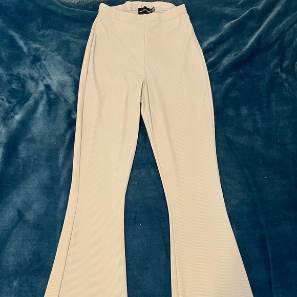 Grey ribbed flare pants - Picture 1 of 5